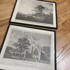 Set Of 2 Vintage Framed English Engraving Prints Ely House Hempstead Heath UK